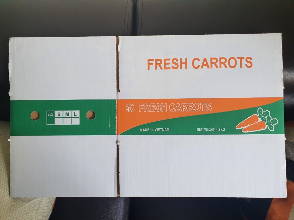 Vietnam carrot: 4.5kg net/Carton